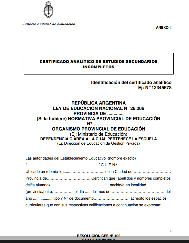 Modelo de certificado de estudios simple